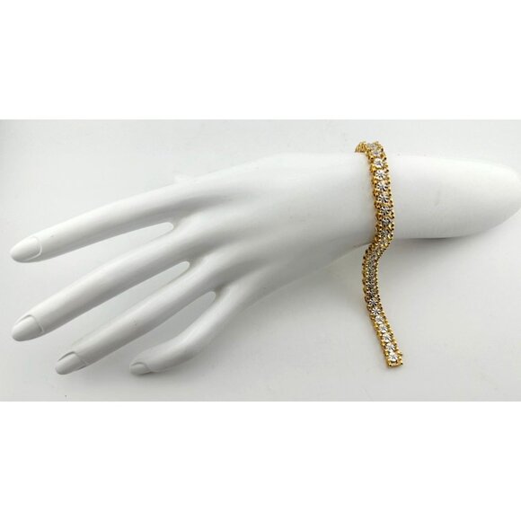 1/2 Carat Diamond Bracelet w Heart Pattern on Side 14kt Gold Overlay Sterling - Picture 4 of 13